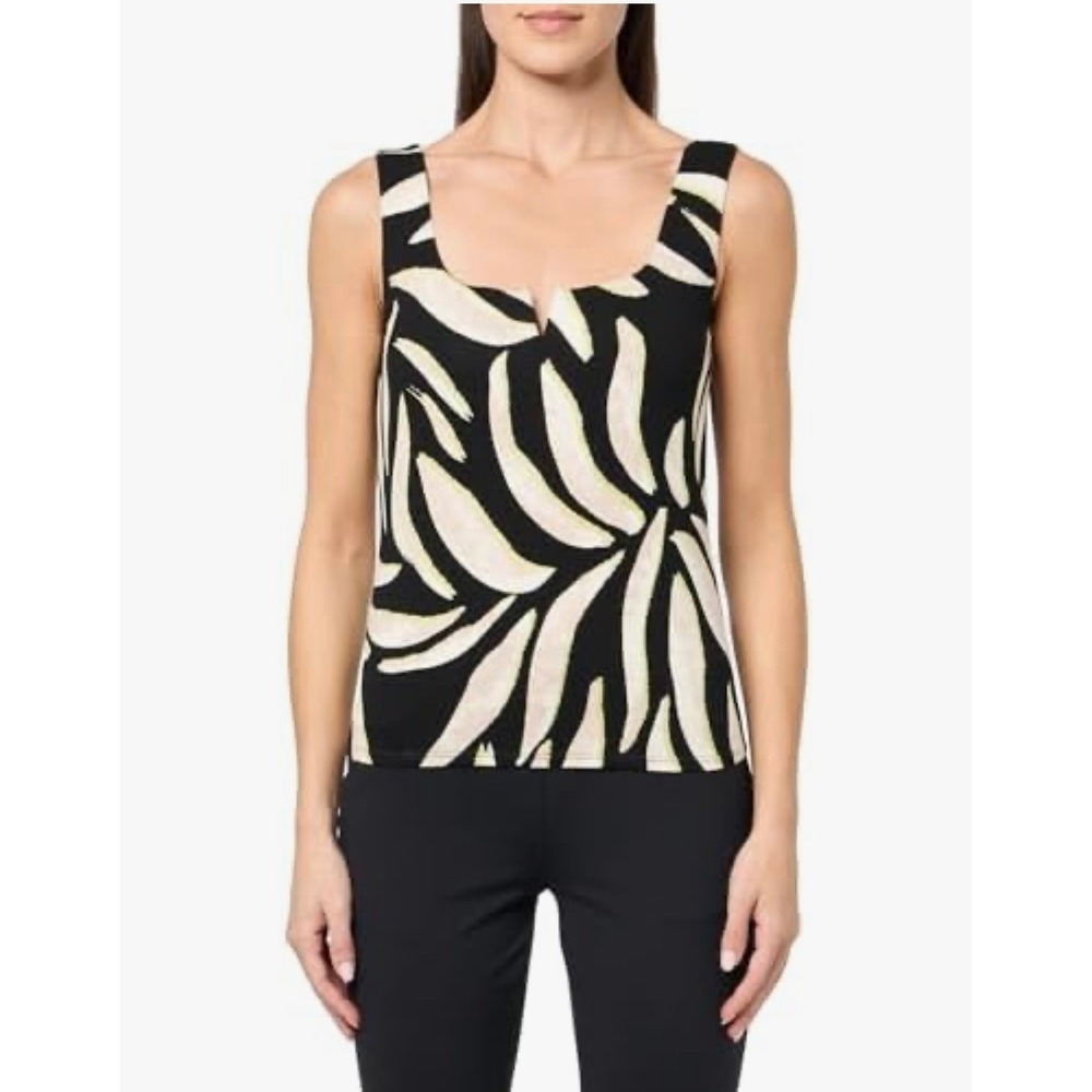 New NIC+ZOE Breezy Leaves Split Neck Tank Top Shelf Bra Women XS MSRP $138‎